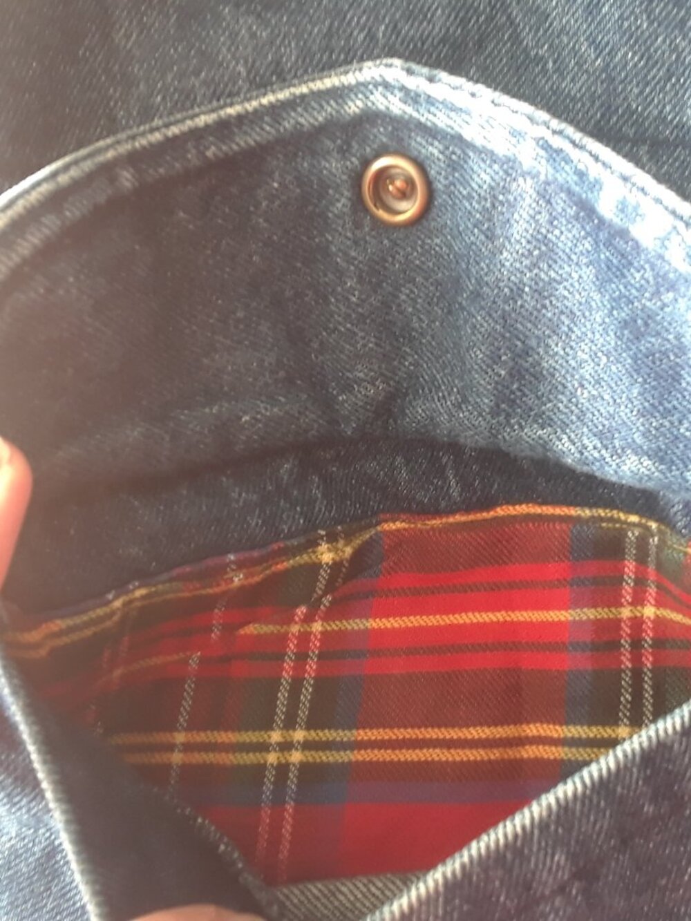 Vintage 80s 90s LL Bean Denim + Plaid Jacket - Picture 11 of 14